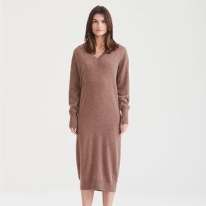 Naadam signature v-neck cashmere sweater midi dress